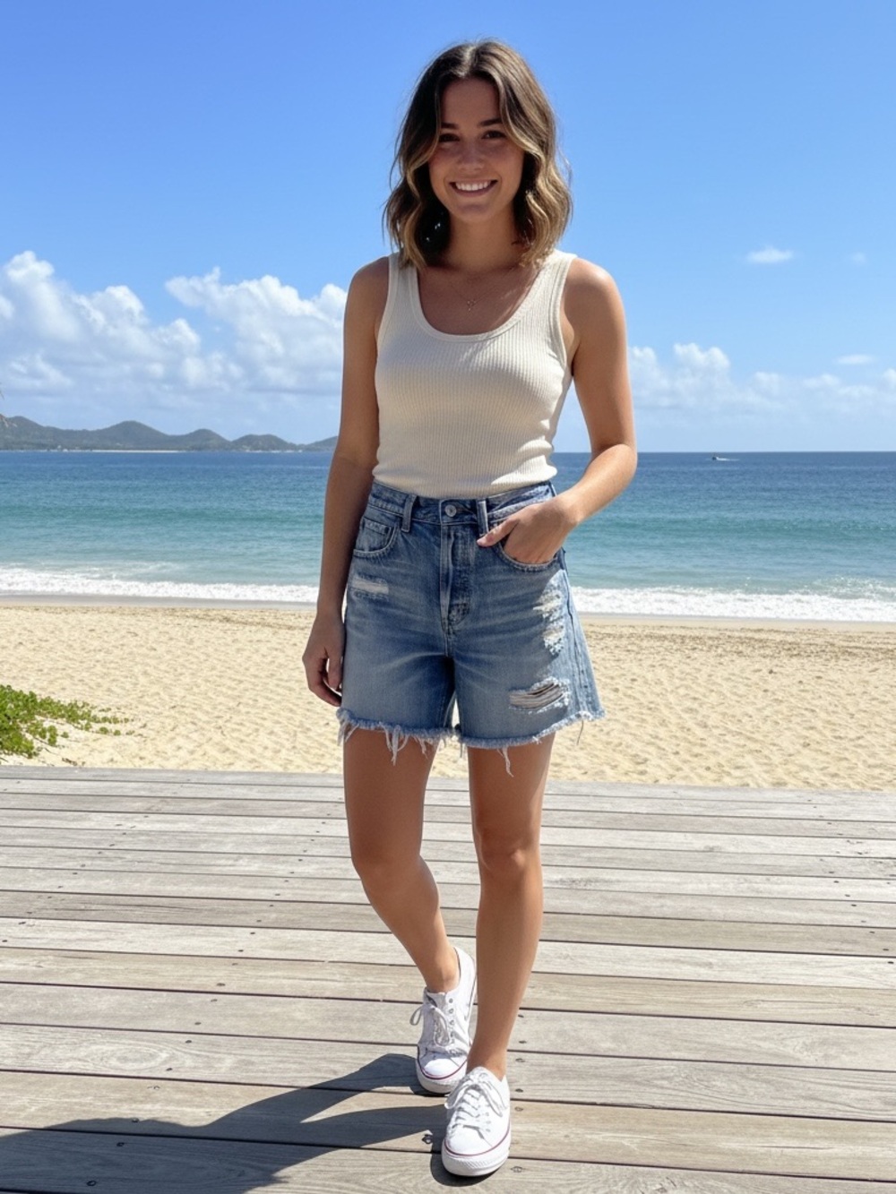 NEW • Moussy • Pelion Classic High-Rise Light Blue Denim Shorts 23